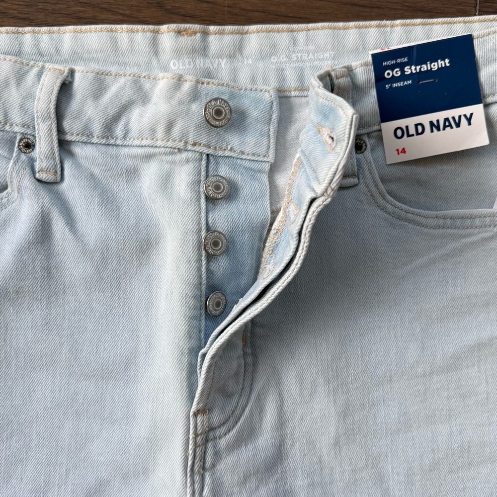 Old Navy Women's Denim High-Rise Button-Fly OG Straight Cut-Off Shorts Size 14 - Picture 5 of 12